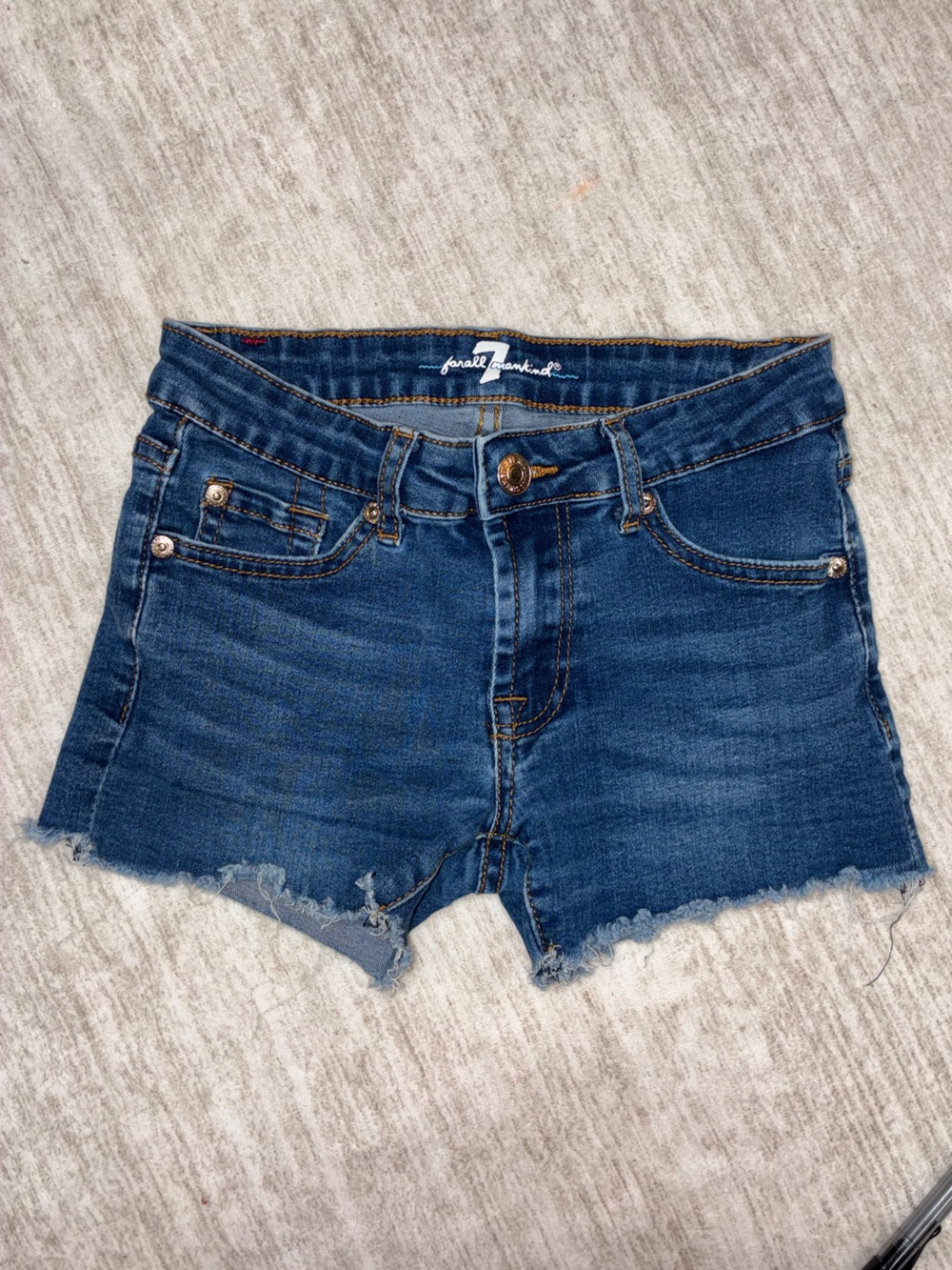 7 For All Mankind Dark Blue Denim Cutoff Shorts